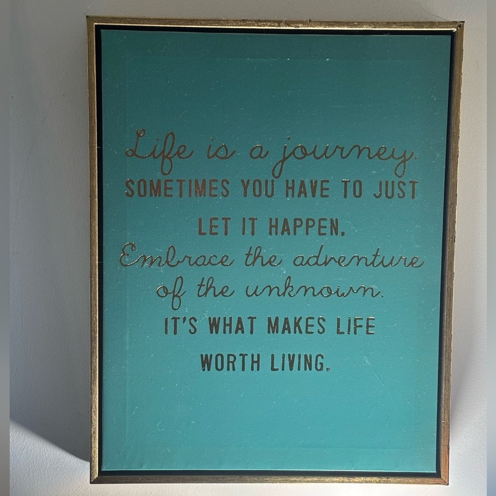 Inspirational Quote Wall Art in Teal and Gold